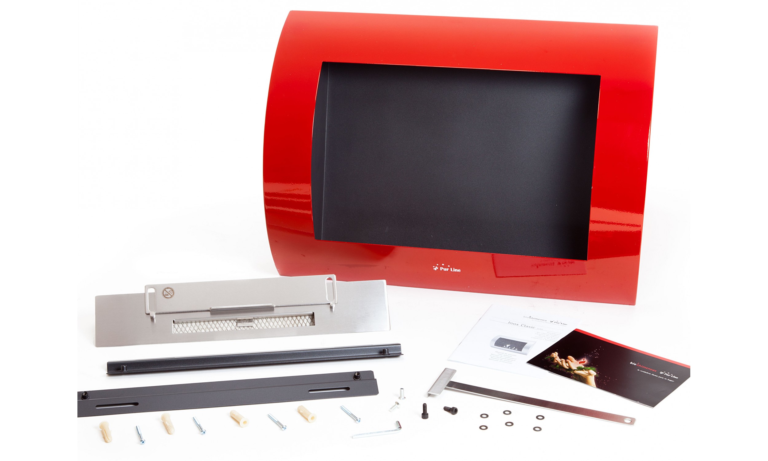 Bio-Kamin mit roter gewölbter Front INOX-CLASIC R - Mobelium